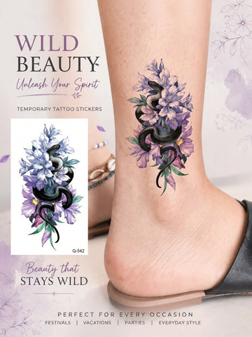 Snake Flower Botanical Tattoo Sticker