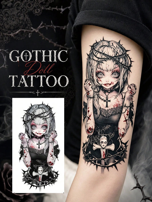 Gothic Doll Anime Tattoo Sticker