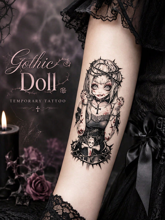 Gothic Doll Anime Tattoo Sticker