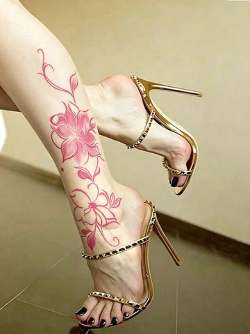 Pink Floral Blossom Tattoo Sticker