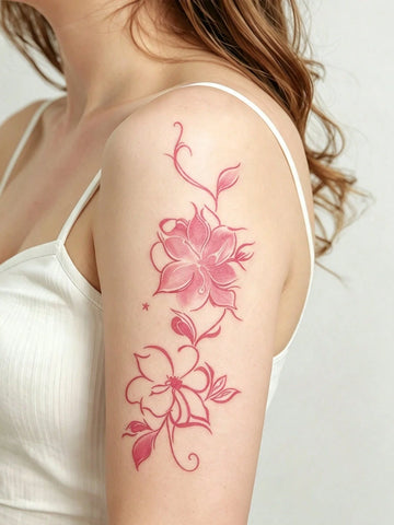 Pink Floral Blossom Tattoo Sticker