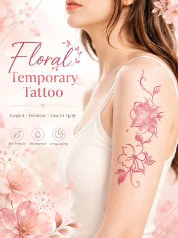 Pink Floral Blossom Tattoo Sticker
