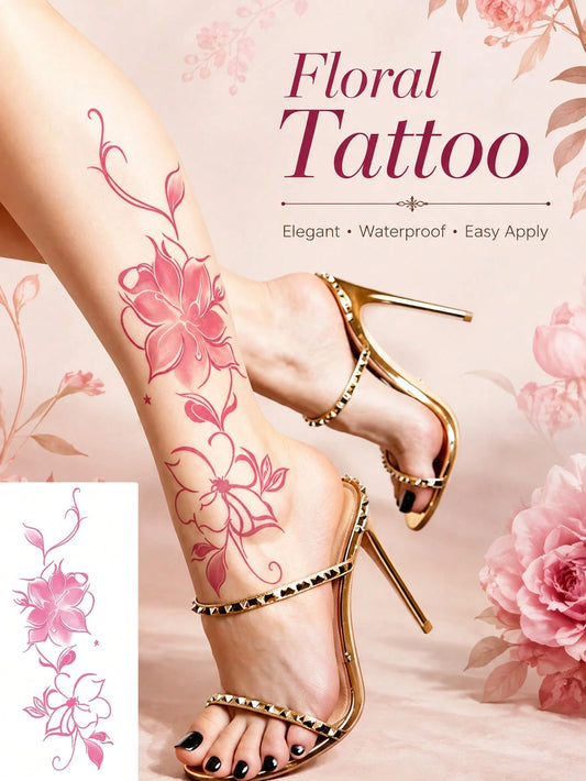 Pink Floral Blossom Tattoo Sticker