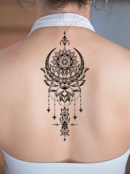 Moon Mandala Lotus Tattoo Sticker