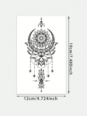 Moon Mandala Lotus Tattoo Sticker