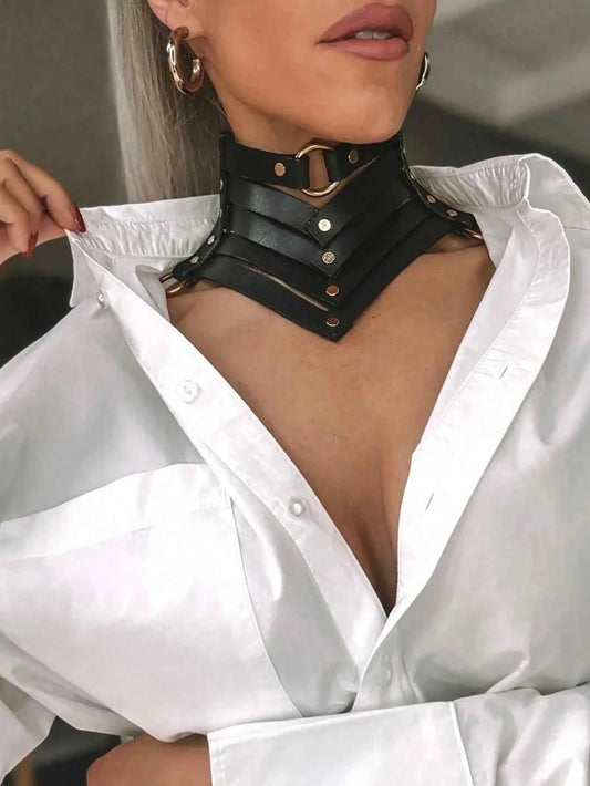 Punk Style Leather Choker Necklace
