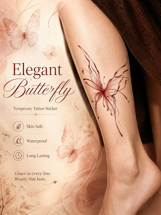 Elegant Fine Line Butterfly Tattoo Sticker