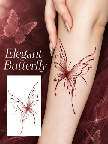 Elegant Fine Line Butterfly Tattoo Sticker