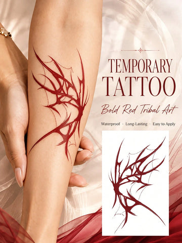 Red Abstract Butterfly Tattoo Sticker