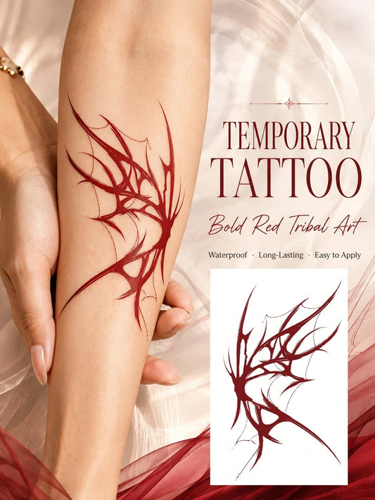 Red Abstract Butterfly Tattoo Sticker