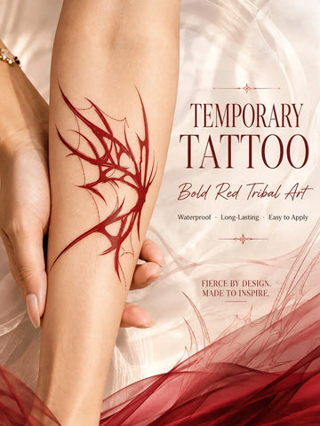 Red Abstract Butterfly Tattoo Sticker