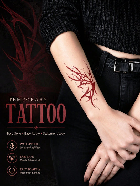 Red Abstract Butterfly Tattoo Sticker