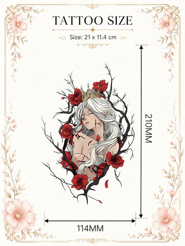 Gothic Rose Queen Crown Tattoo Sticker