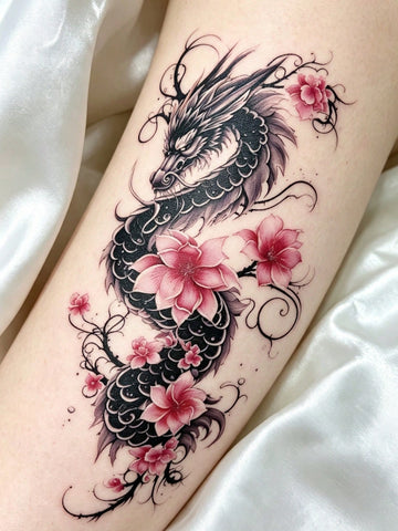Japanese Dragon Blossom Tattoo Sticker
