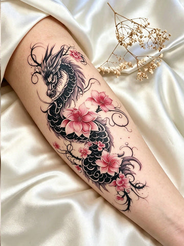Japanese Dragon Blossom Tattoo Sticker