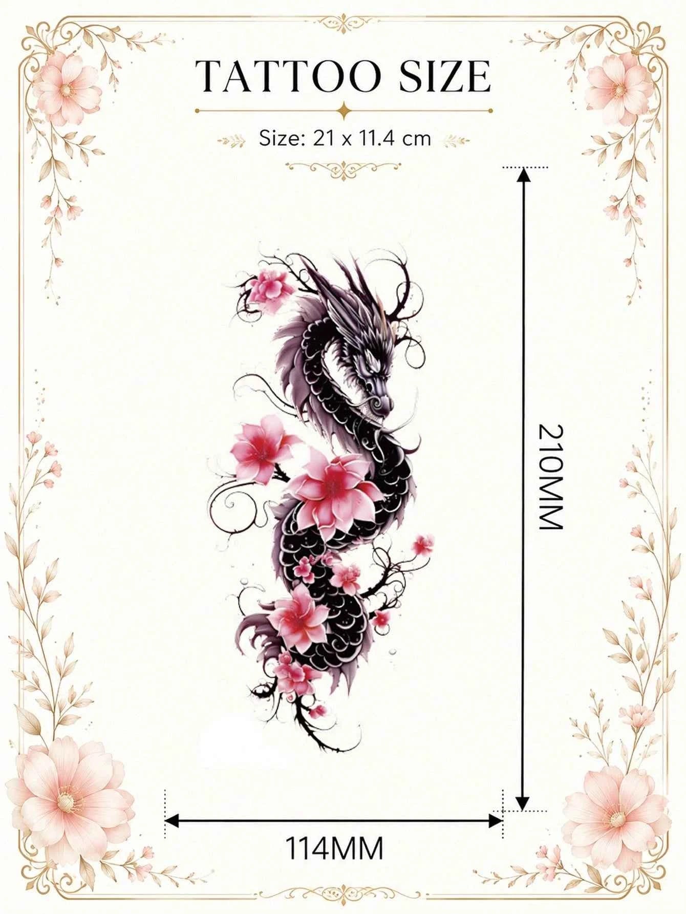 Japanese Dragon Blossom Tattoo Sticker