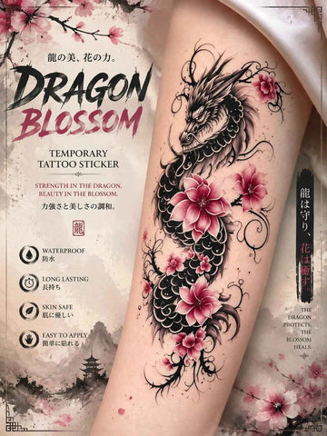 Japanese Dragon Blossom Tattoo Sticker