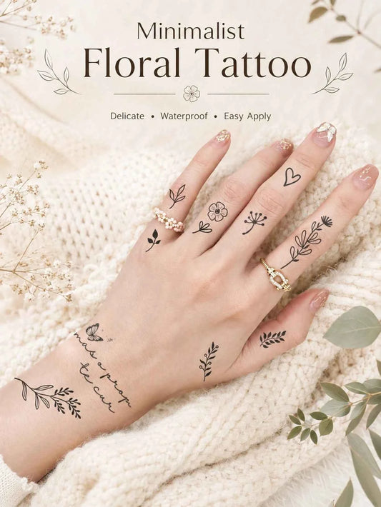 Minimalist Finger Hand Snake Tattoo Set