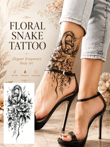Dragon Floral Tattoo Sticker