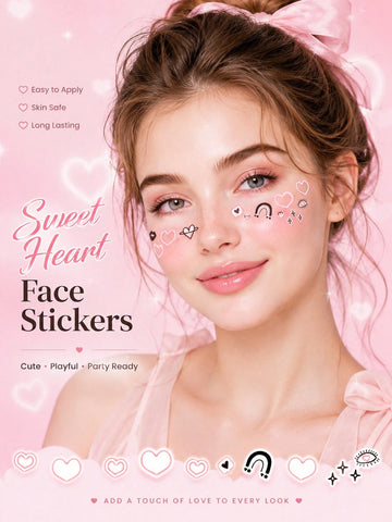 Sweet Heart Face Tattoo Set