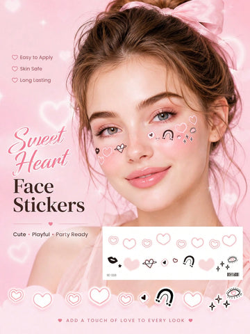 Sweet Heart Face Tattoo Set