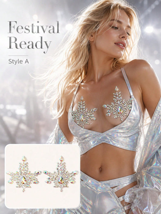 Glow-in-Dark Rhinestone Breast Petals
