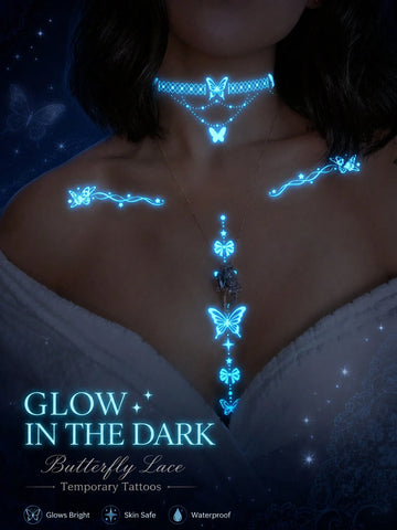 Glow-in-Dark Butterfly Lace Tattoo Sticker