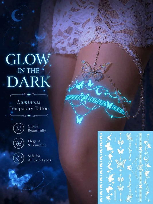 Glow-in-Dark Butterfly Lace Tattoo Sticker