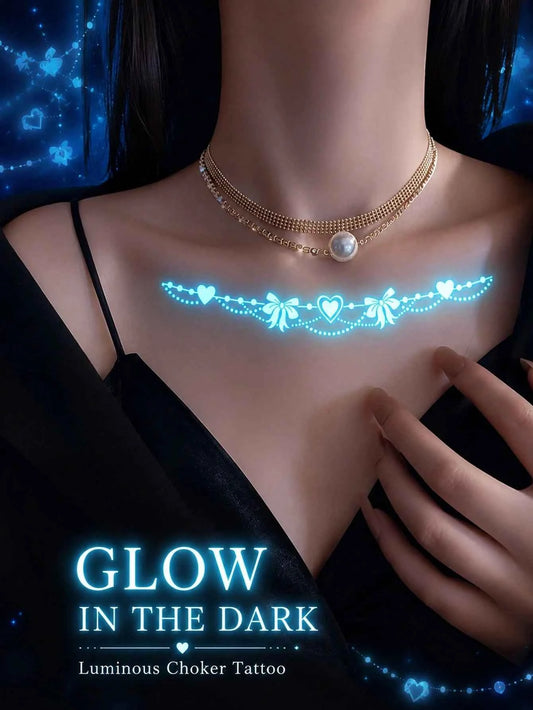 Glow-in-Dark Choker Heart Tattoo Sticker