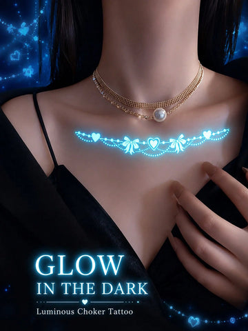 Glow-in-Dark Choker Heart Tattoo Sticker