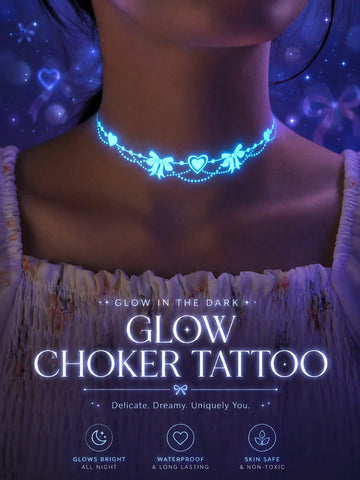 Glow-in-Dark Choker Heart Tattoo Sticker
