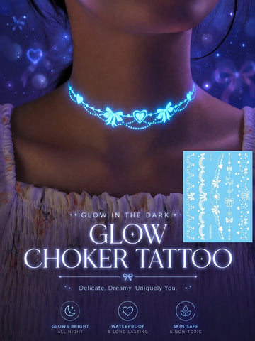Glow-in-Dark Choker Heart Tattoo Sticker