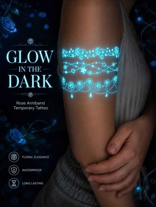 Glow-in-Dark Rose Thigh Tattoo Sticker