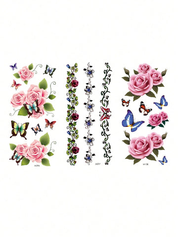 Floral Butterfly Bracelet Tattoo Set
