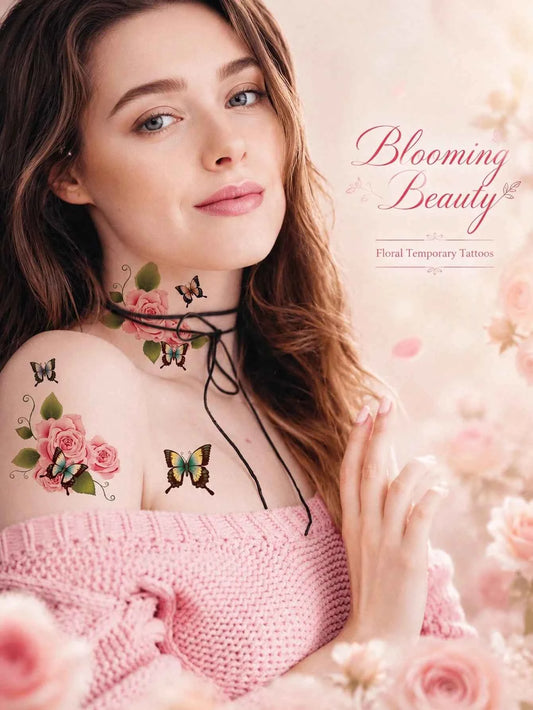 Floral Butterfly Bracelet Tattoo Set