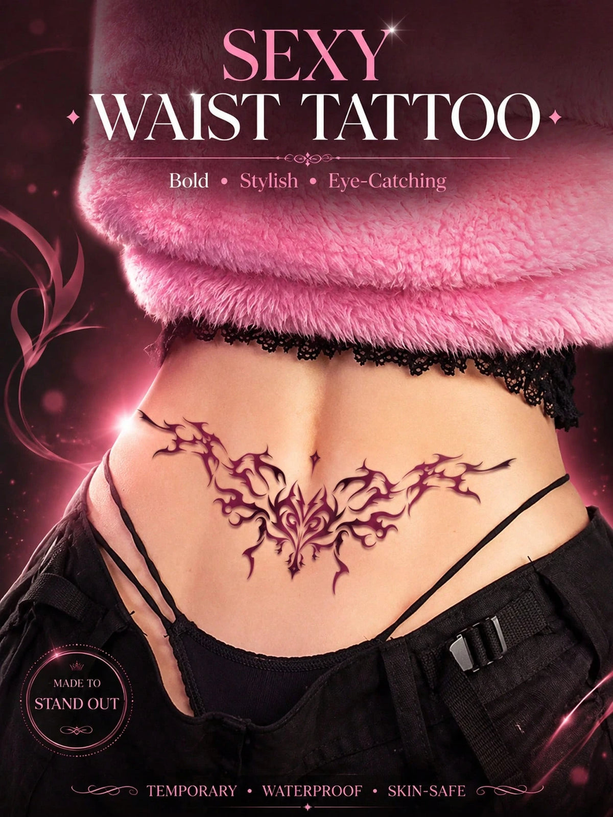 Gothic Wing Flame Butterfly Tattoo Sticker