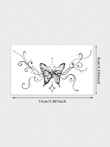 Ornate Butterfly Swirl Vine Tattoo Sticker