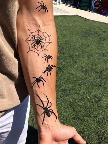 Halloween Bat Spider Witch Tattoo Set