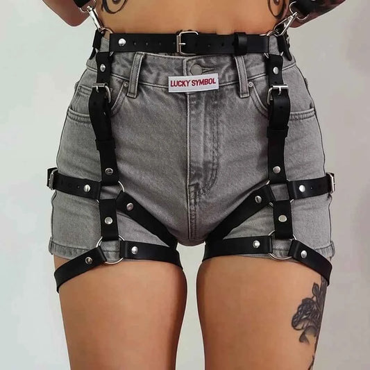 Leather Leg Garter Strap Metal Ring