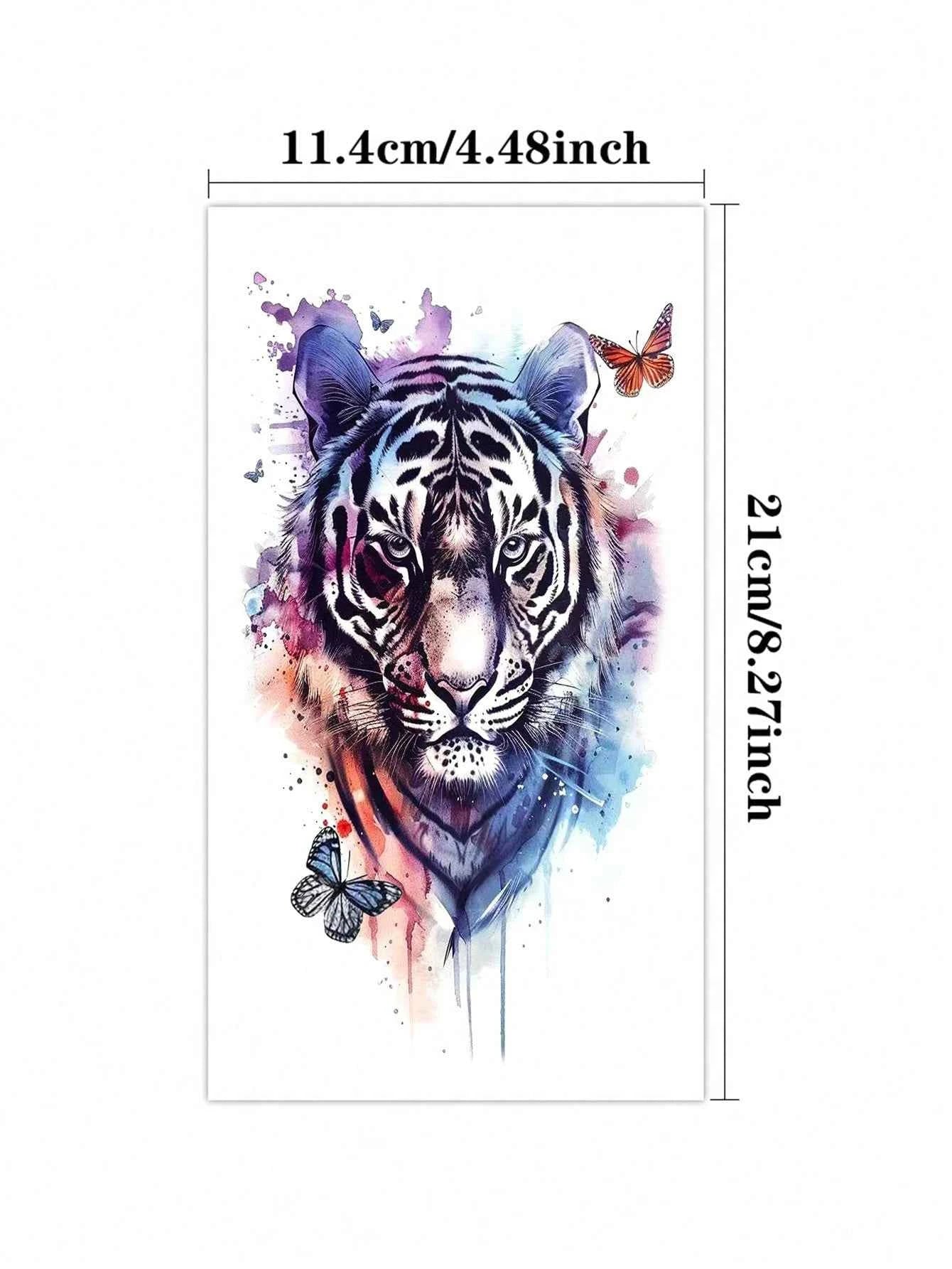 Watercolor Tiger Butterfly Tattoo Sticker