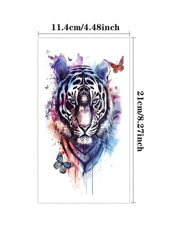 Watercolor Tiger Butterfly Tattoo Sticker