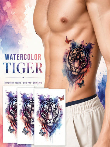 Watercolor Tiger Butterfly Tattoo Sticker