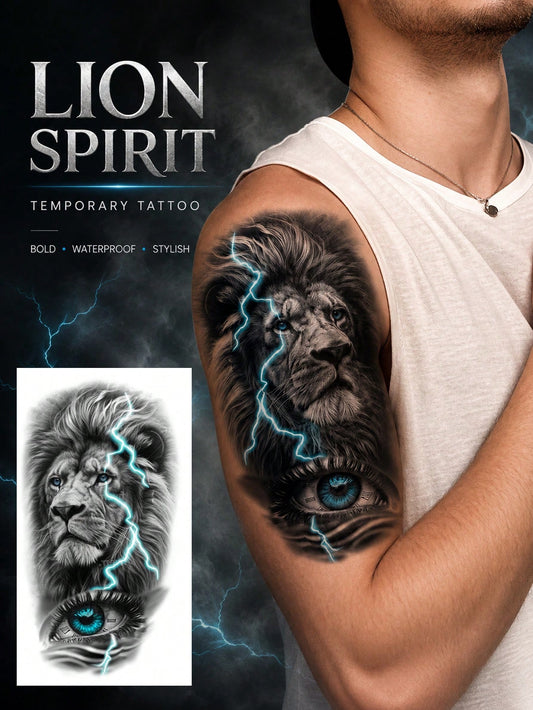 Lion Spirit Lightning Tattoo Sticker
