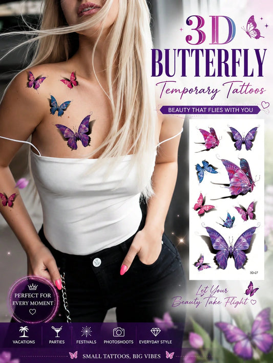 3D Butterfly Chest Shoulder Tattoo Sticker