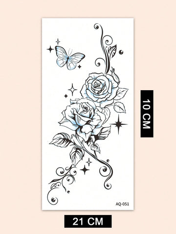 Rose Butterfly Floral Star Tattoo Sticker