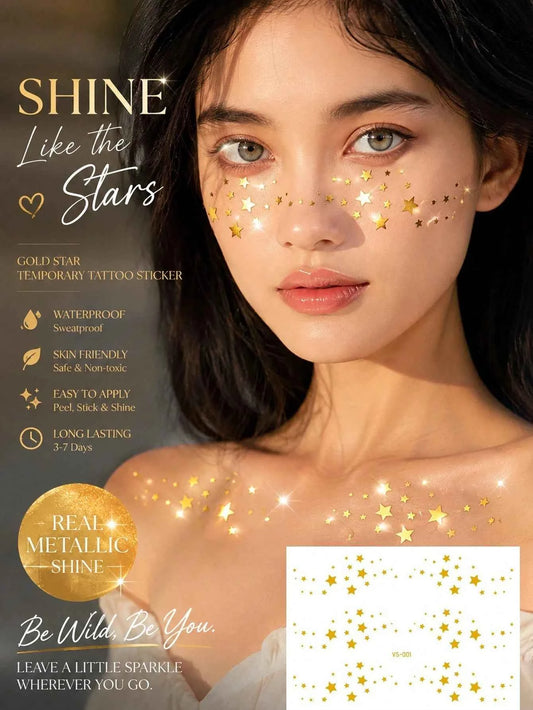 Gold Star Metallic Tattoo Set
