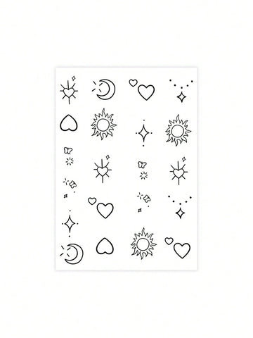 Mini Finger Sun Moon Star Tattoo Sticker