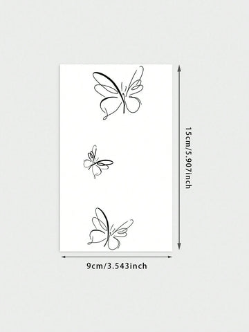 One Line Butterfly Tattoo Sticker
