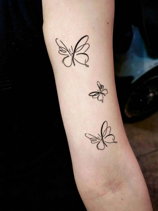 One Line Butterfly Tattoo Sticker