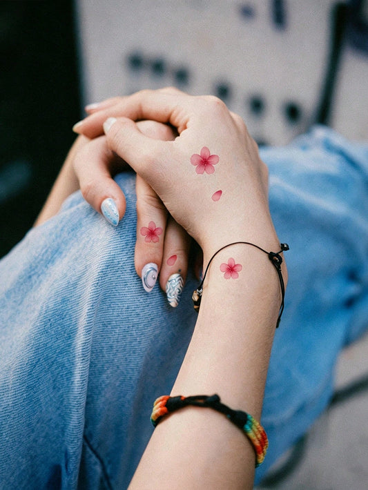 Pink Cherry Blossom Sakura Tattoo Sticker